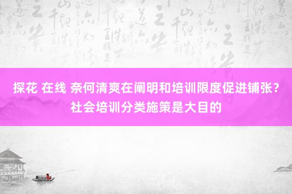 探花 在线 奈何清爽在阐明和培训限度促进铺张？社会培训分类施策是大目的