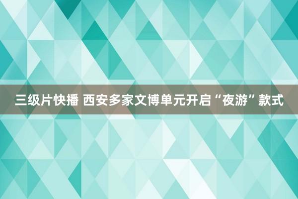 三级片快播 西安多家文博单元开启“夜游”款式