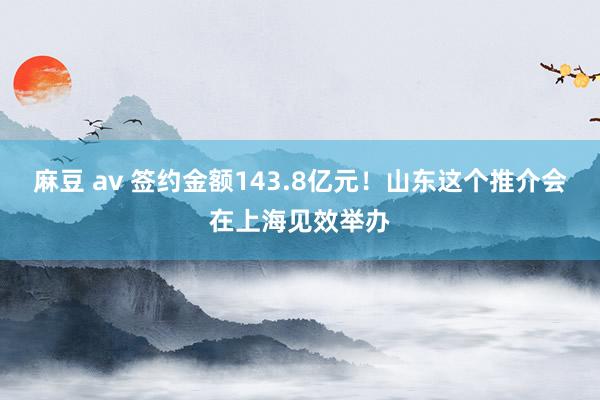 麻豆 av 签约金额143.8亿元！山东这个推介会在上海见效举办