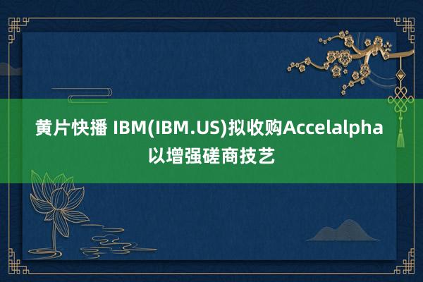 黄片快播 IBM(IBM.US)拟收购Accelalpha 以增强磋商技艺