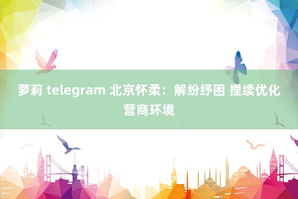 萝莉 telegram 北京怀柔：解纷纾困 捏续优化营商环境