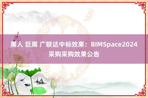 黑人 巨屌 广联达中标效果：BIMSpace2024采购采购效果公告