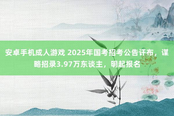 安卓手机成人游戏 2025年国考招考公告讦布，谋略招录3.97万东谈主，明起报名