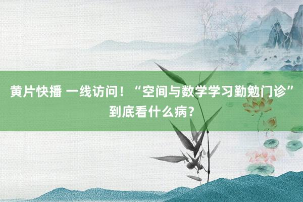 黄片快播 一线访问！“空间与数学学习勤勉门诊”到底看什么病？