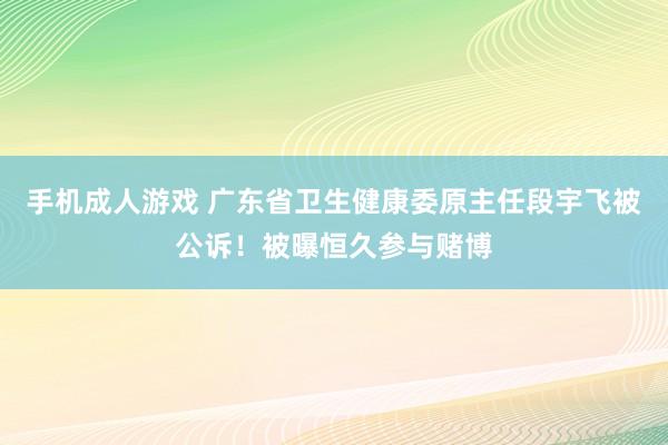 手机成人游戏 广东省卫生健康委原主任段宇飞被公诉！被曝恒久参与赌博