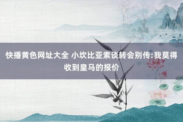 快播黄色网址大全 小坎比亚索谈转会别传:我莫得收到皇马的报价