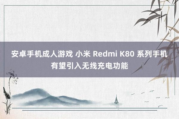 安卓手机成人游戏 小米 Redmi K80 系列手机有望引入无线充电功能