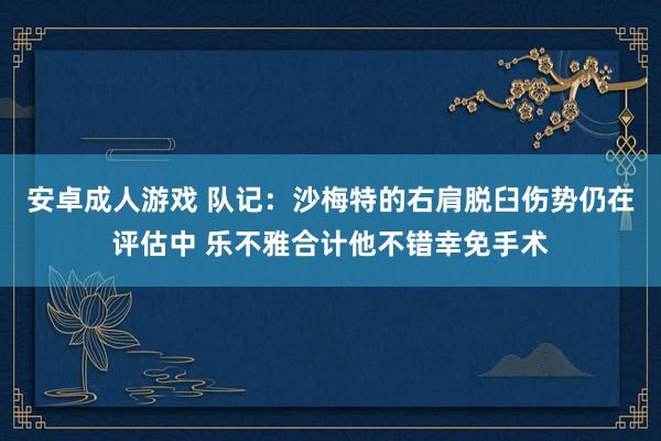 安卓成人游戏 队记：沙梅特的右肩脱臼伤势仍在评估中 乐不雅合计他不错幸免手术