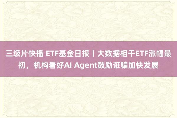 三级片快播 ETF基金日报丨大数据相干ETF涨幅最初，机构看好AI Agent鼓励诳骗加快发展