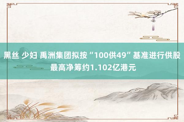 黑丝 少妇 禹洲集团拟按“100供49”基准进行供股 最高净筹约1.102亿港元