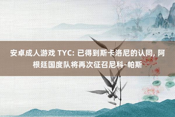 安卓成人游戏 TYC: 已得到斯卡洛尼的认同， 阿根廷国度队将再次征召尼科-帕斯