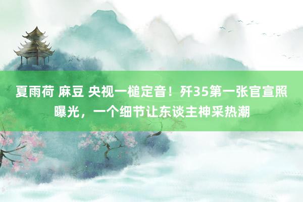 夏雨荷 麻豆 央视一槌定音！歼35第一张官宣照曝光，一个细节让东谈主神采热潮