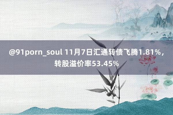 @91porn_soul 11月7日汇通转债飞腾1.81%，转股溢价率53.45%