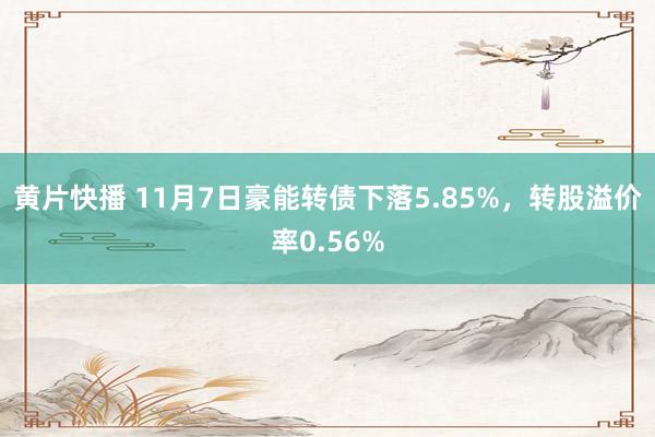 黄片快播 11月7日豪能转债下落5.85%，转股溢价率0.56%