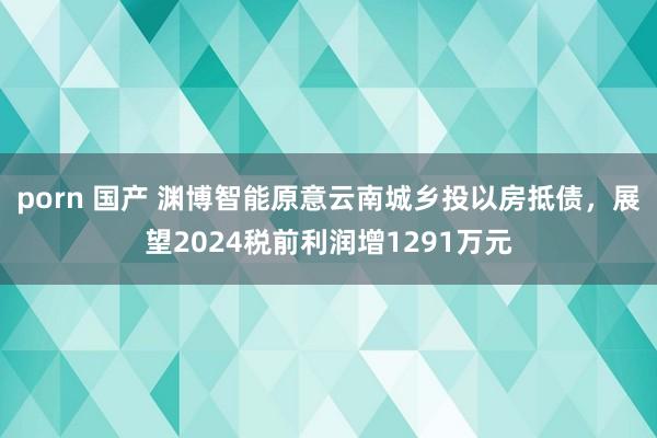 porn 国产 渊博智能原意云南城乡投以房抵债，展望2024税前利润增1291万元