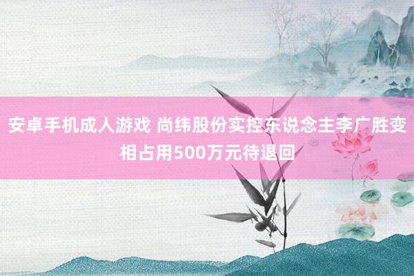 安卓手机成人游戏 尚纬股份实控东说念主李广胜变相占用500万元待退回