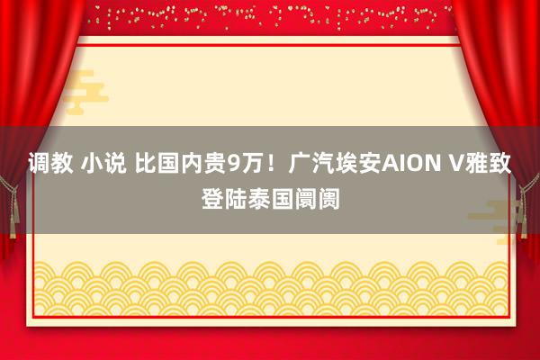 调教 小说 比国内贵9万！广汽埃安AION V雅致登陆泰国阛阓