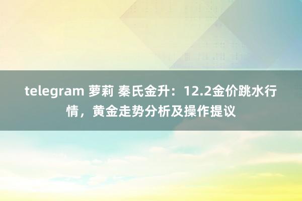 telegram 萝莉 秦氏金升：12.2金价跳水行情，黄金走势分析及操作提议