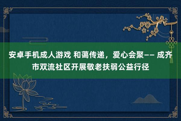 安卓手机成人游戏 和蔼传递，爱心会聚—— 成齐市双流社区开展敬老扶弱公益行径