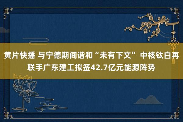 黄片快播 与宁德期间谐和“未有下文” 中核钛白再联手广东建工拟签42.7亿元能源阵势