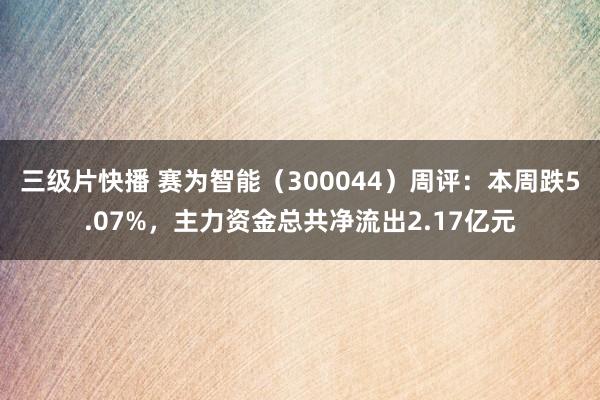 三级片快播 赛为智能（300044）周评：本周跌5.07%，主力资金总共净流出2.17亿元