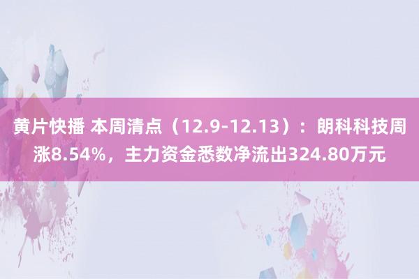 黄片快播 本周清点（12.9-12.13）：朗科科技周涨8.54%，主力资金悉数净流出324.80万元