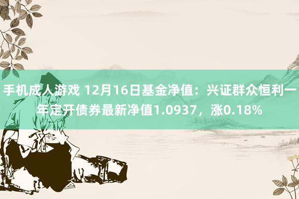 手机成人游戏 12月16日基金净值：兴证群众恒利一年定开债券最新净值1.0937，涨0.18%