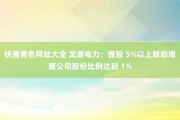 快播黄色网址大全 龙源电力：握股 5%以上鼓励增握公司股份比例达到 1%