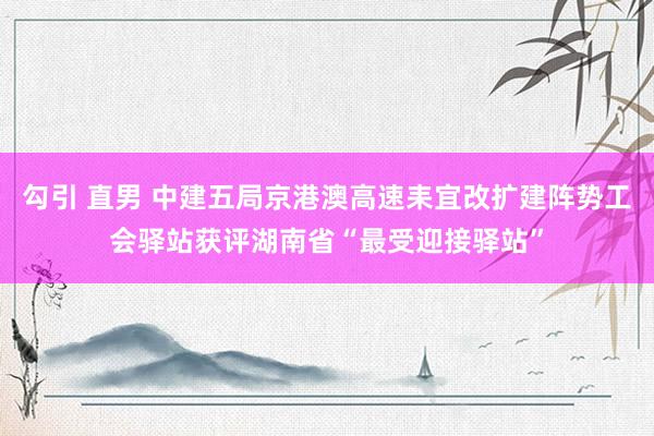 勾引 直男 中建五局京港澳高速耒宜改扩建阵势工会驿站获评湖南省“最受迎接驿站”