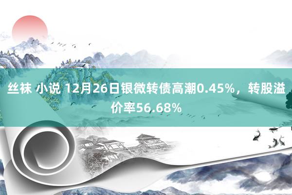 丝袜 小说 12月26日银微转债高潮0.45%，转股溢价率56.68%