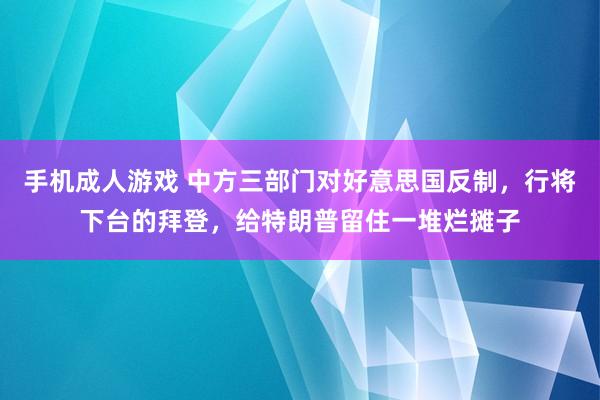 手机成人游戏 中方三部门对好意思国反制，行将下台的拜登，给特朗普留住一堆烂摊子