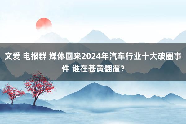 文爱 电报群 媒体回来2024年汽车行业十大破圈事件 谁在苍黄翻覆？