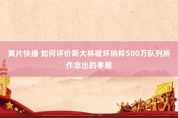 黄片快播 如何评价斯大林破坏纳粹500万队列所作念出的孝顺