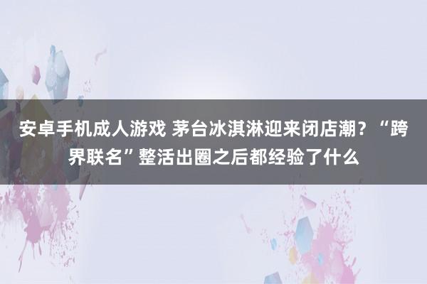 安卓手机成人游戏 茅台冰淇淋迎来闭店潮？“跨界联名”整活出圈之后都经验了什么