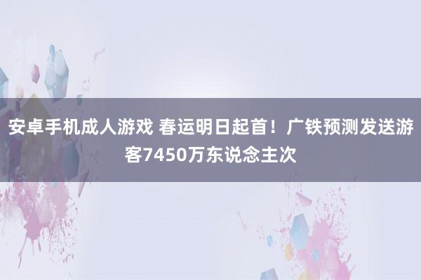 安卓手机成人游戏 春运明日起首！广铁预测发送游客7450万东说念主次