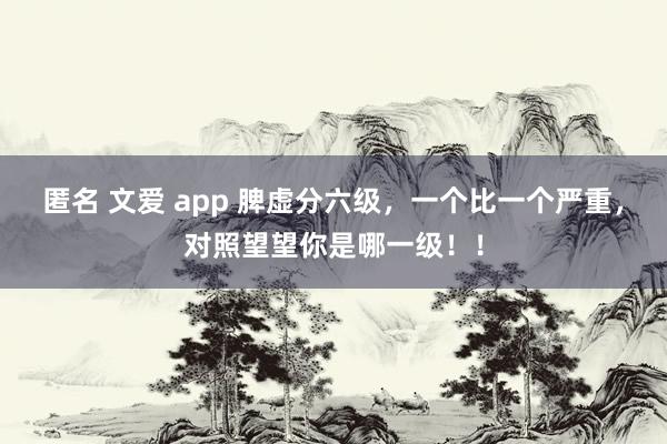 匿名 文爱 app 脾虚分六级，一个比一个严重，对照望望你是哪一级！！